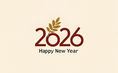 2026 logo and premium wish card with leaf style. Happy new Year. High quality