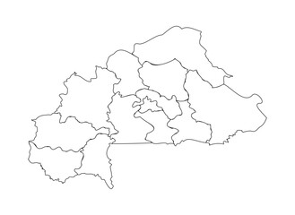 Burkina Faso Outline Map with Administrative Regions