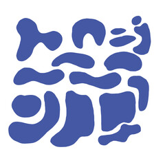 set of hand drawn shapes with blue colors, collection abstract design 