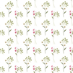 Seamless pattern, floral background with watercolor flowers, bouquets. Repeat fabric wallpaper print texture. Perfectly for backdrop, wrapped paper.