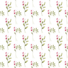 Seamless pattern, floral background with watercolor flowers, bouquets. Repeat fabric wallpaper print texture. Perfectly for backdrop, wrapped paper.