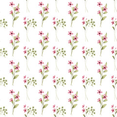 Seamless pattern, floral background with watercolor flowers, bouquets. Repeat fabric wallpaper print texture. Perfectly for backdrop, wrapped paper.