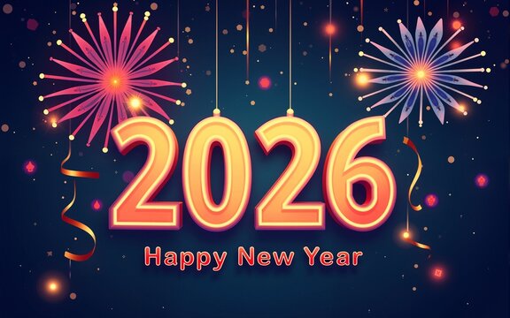 2026 - Happy new year - Vector illustration - wishes - card banner. High quality