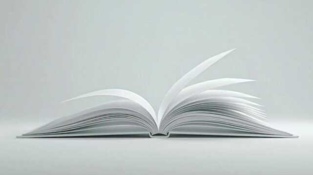 animation of a minimal hardcover book opening in slow motion