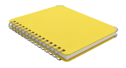 Isolated yellow notebook, spiral bound, is ready to be filled with thoughts and ideas