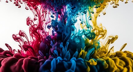 Colorful Ink Explosion - A Vibrant Dance of Pigments in Water.
