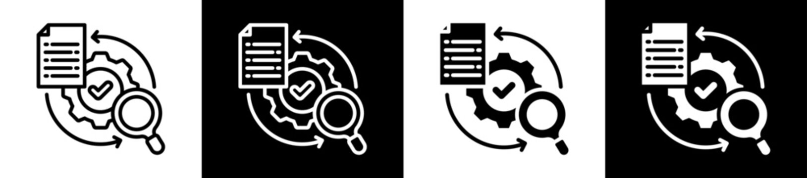 Process Control Icon Set In Black And White Filled Style Collection