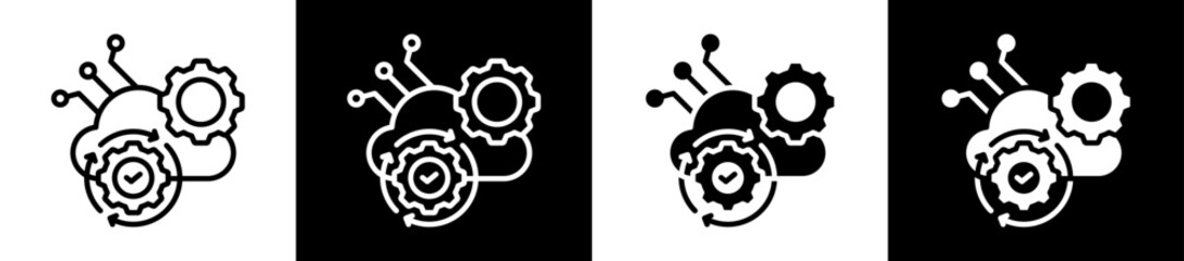 Obraz premium Cloud Automation Icon Set In Black And White Filled Style Collection