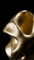 Abstract Golden Sculpture on Black Background. Modern abstract 3D background with depth and soft lighting. Ideal for technology projects, web design, presentations, social media and print.