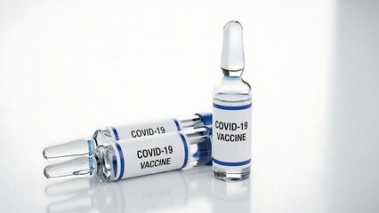 COVID-19 Vaccine Vials on White Background for Medical Use.