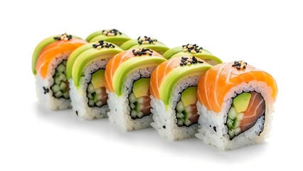 Delicious Salmon Avocado Sushi Roll - A Culinary Delight.