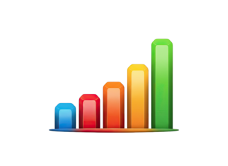 Colorful Bar Chart Graph With Five Bars Increasing In Height And Size Representing Growth And Success Isolated On Transparent Background