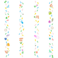 レジャーや遠足アイテムの水彩風の飾り罫