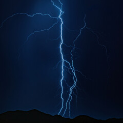 Massive Lightning Bolt Illuminating Night Sky
