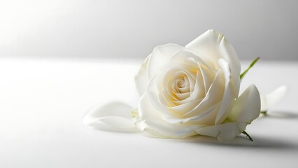 Elegant White Rose on a Softly Lit Surface.