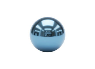 Glossy Light Cyan Sphere Reflecting Interior Space Isolated on Transparent Background Rendered in 3D