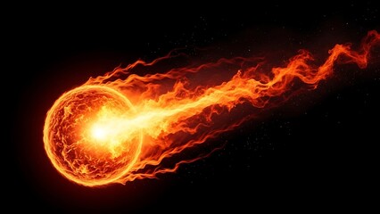 Fiery Orb Streaking Through Darkness - A Dynamic Display of Energy.