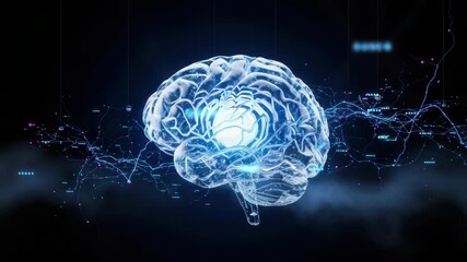 Artificial intelligence concept showing a digital brain with neural network connections. Machine learning and deep learning data processing for futuristic technology innovation - Powered by Adobe