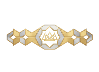 Decorative Geometric Golden and Silver Championship Belt with Crown Emblem on Transparent Background Award Symbol Trophy Icon Vector Illustration