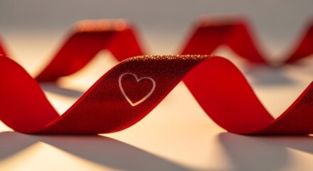 HIV/AIDS awareness,Minimal flat vector icon of a red ribbon with subtle heart outline