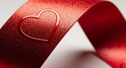 HIV/AIDS awareness,Minimal flat vector icon of a red ribbon with subtle heart outline