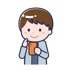 スマートフォンを使う「私服の大人」の男性