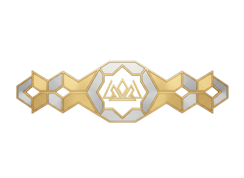 Decorative Geometric Golden and Silver Championship Belt with Crown Emblem on Transparent Background Award Symbol Trophy Icon Vector Illustration