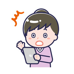 タブレットを使う「私服の大人」の女性