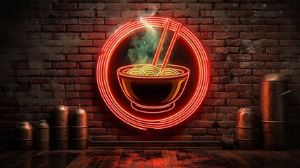 A stylized neon outline of a Chinese Food sign lights up a dark, moody wall, evoking warmth, hunger, and urban nightlife. The image captures culinary allure, ambiance, and striking design.