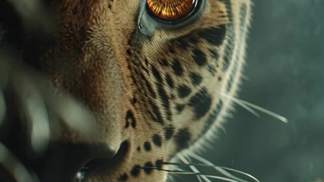 Ferocious felines intensity showcased in closeup portrait