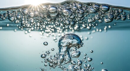 Underwater Bubbles Ascending - A Captivating Display of Aquatic Dynamics.