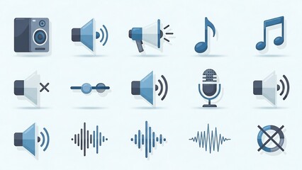 Set of audio and sound icons vector illustration.