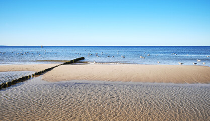 Photo of the beach in Miedzyzdroje, Poland.