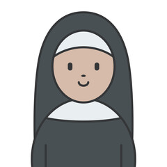 Happy Nun Religion Christian Church Nunnery Illustration