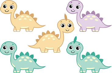 Naklejka premium Cute Dinosaur Clipart for Kids. Kids Dinosaur Cartoon Clipart. Baby Dinosaur Clipart Set. Cute Dino Character Illustration. Kids Friendly Dinosaur Art. Colorful Dinosaur Clipart Pack. Cute Dino