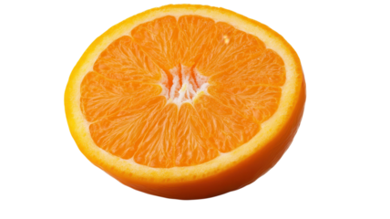 Freshly cut orange half showcasing vibrant color and juicy texture in a simple composition.