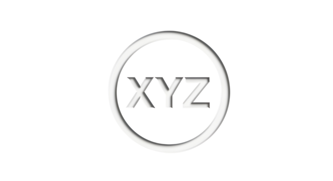 Metallic chrome XYZ letters 3D logo template in silver circle design concept isolated PNG with Transparent Background