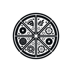 pizza silhouette logo vector line art logo design