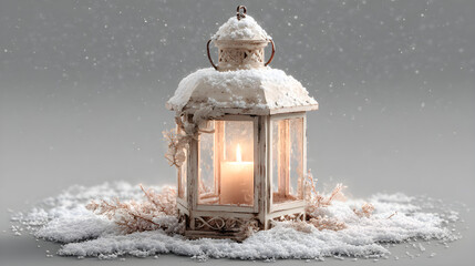 lantern in snow