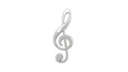 Shiny Silver Treble Clef Music Symbol Pendant isolated PNG with Transparent Background
