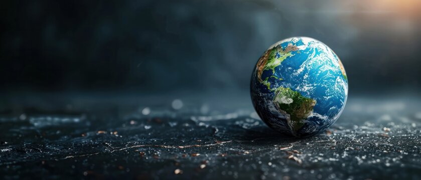 Environmental Earth globe circle shape model resources on floor ground sustainable background copy space. - Powered by Adobe