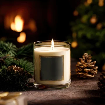 Scented Candle Mockup in Glass Jar with Soft Flame