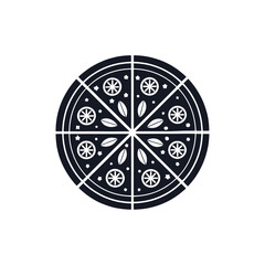 pizza silhouette logo vector line art logo design