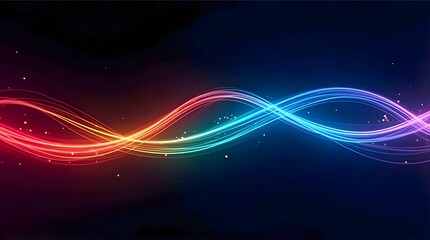 Colorful Wave Pattern with Spectrum Gradient and Glowing Effects on Dark Abstract Background