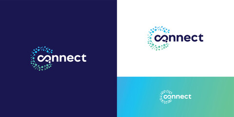 Technology connection idea, Technology connection symbol, Technology connection vector logo design 