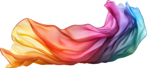 rainbow silk satin fabric cloth waving in the air