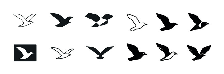 Obraz premium Collection of bird silhouette logos in various styles and shapes