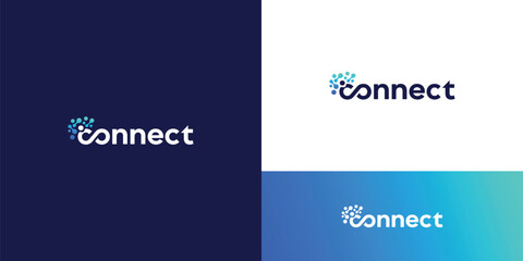 creative connection logo molecule icon vector illustration