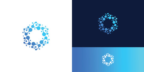 Modern Technology connection idea, molecular symbol, digital technology network, global solution, logo design template.