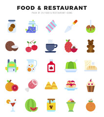 Set of Food and Restaurant Icons. Simple line art style icons pack.